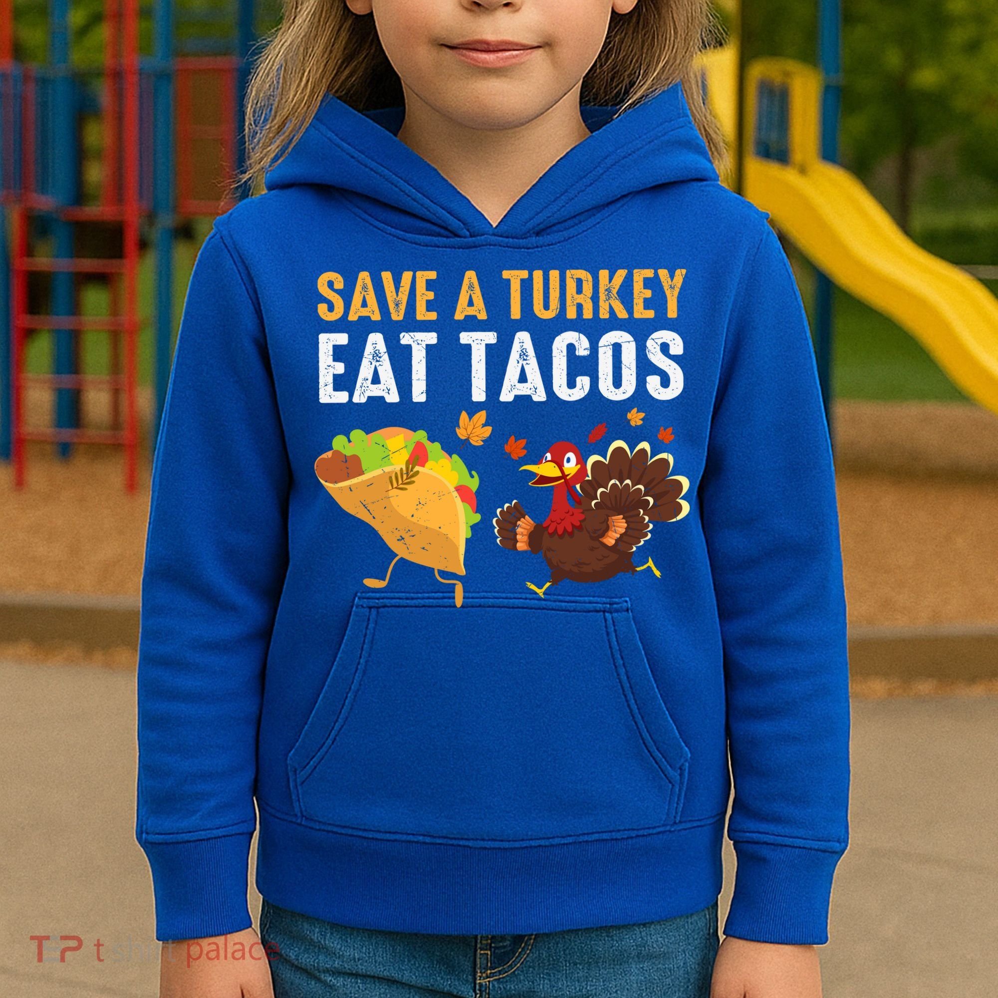 Thanksgiving Save A Turkey Eat Tacos Kids Hoodie