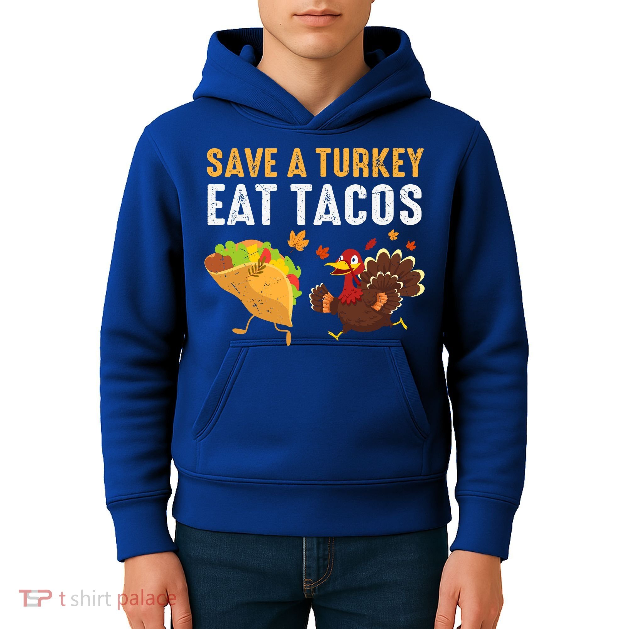 Thanksgiving Save A Turkey Eat Tacos Kids Hoodie