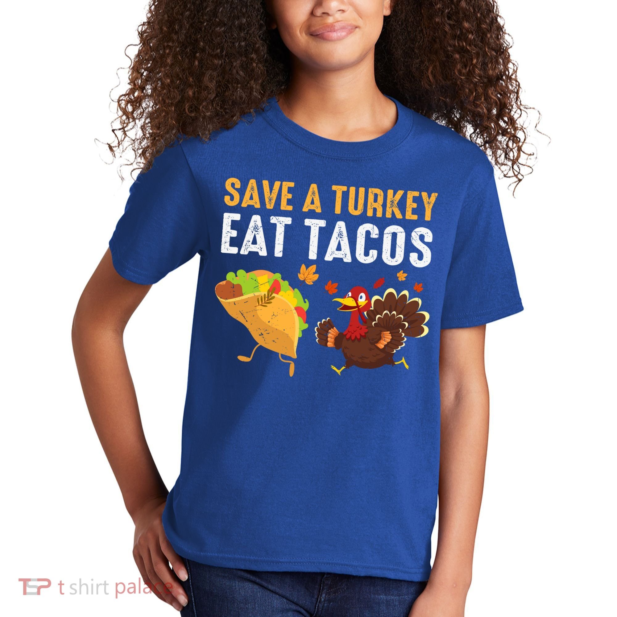 Thanksgiving Save A Turkey Eat Tacos Kids T-Shirt