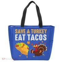 Thanksgiving Save A Turkey Eat Tacos Tote Bag thumb 0