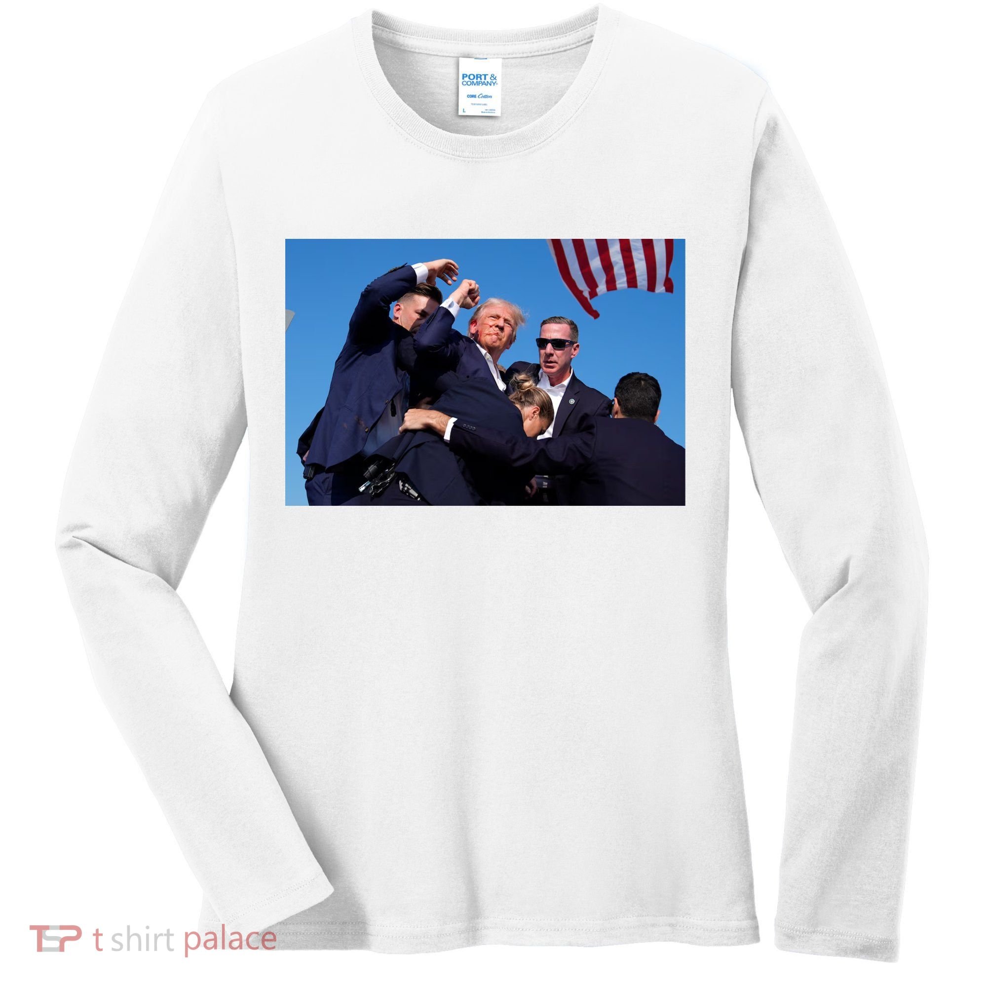 Trump Shot At Rally America Women's Long Sleeve Shirt