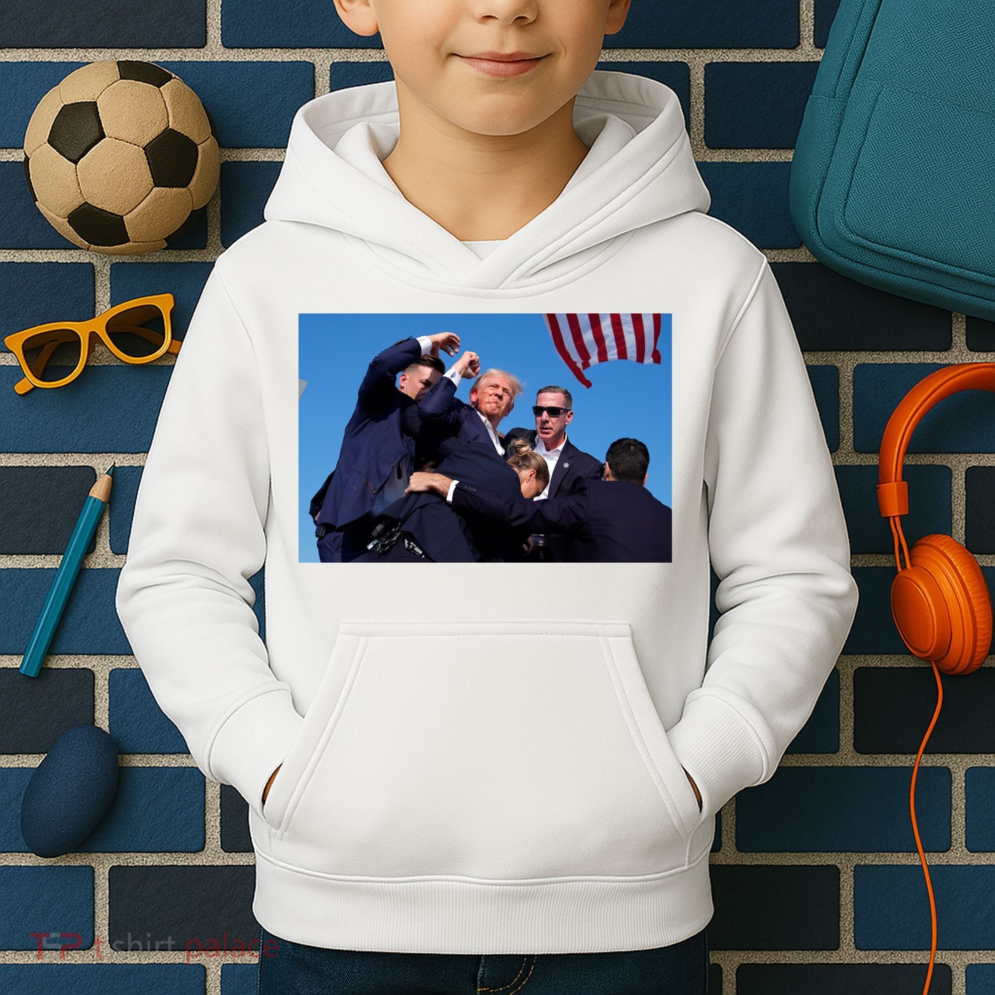 Trump Shot At Rally America Kids Hoodie