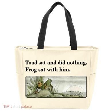 Toad Sat And Did Nothing Frog Sat With Him Tote Bag