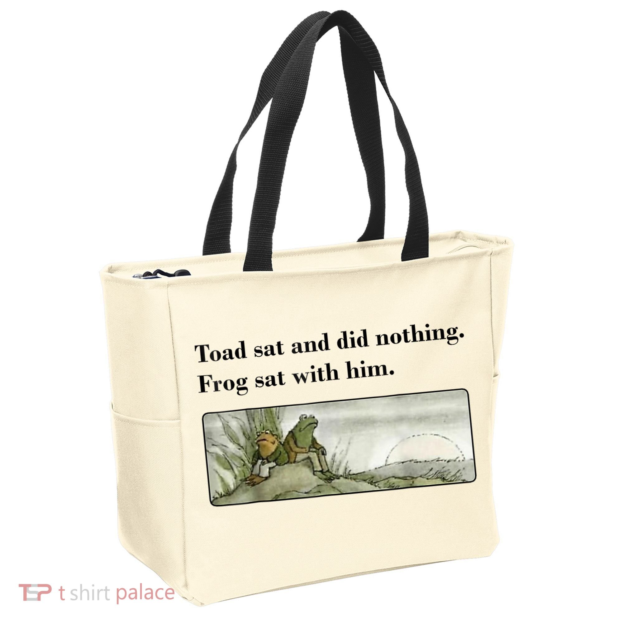 Toad Sat And Did Nothing Frog Sat With Him Tote Bag