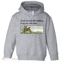 Toad Sat And Did Nothing Frog Sat With Him Toddler Hoodie thumb 0