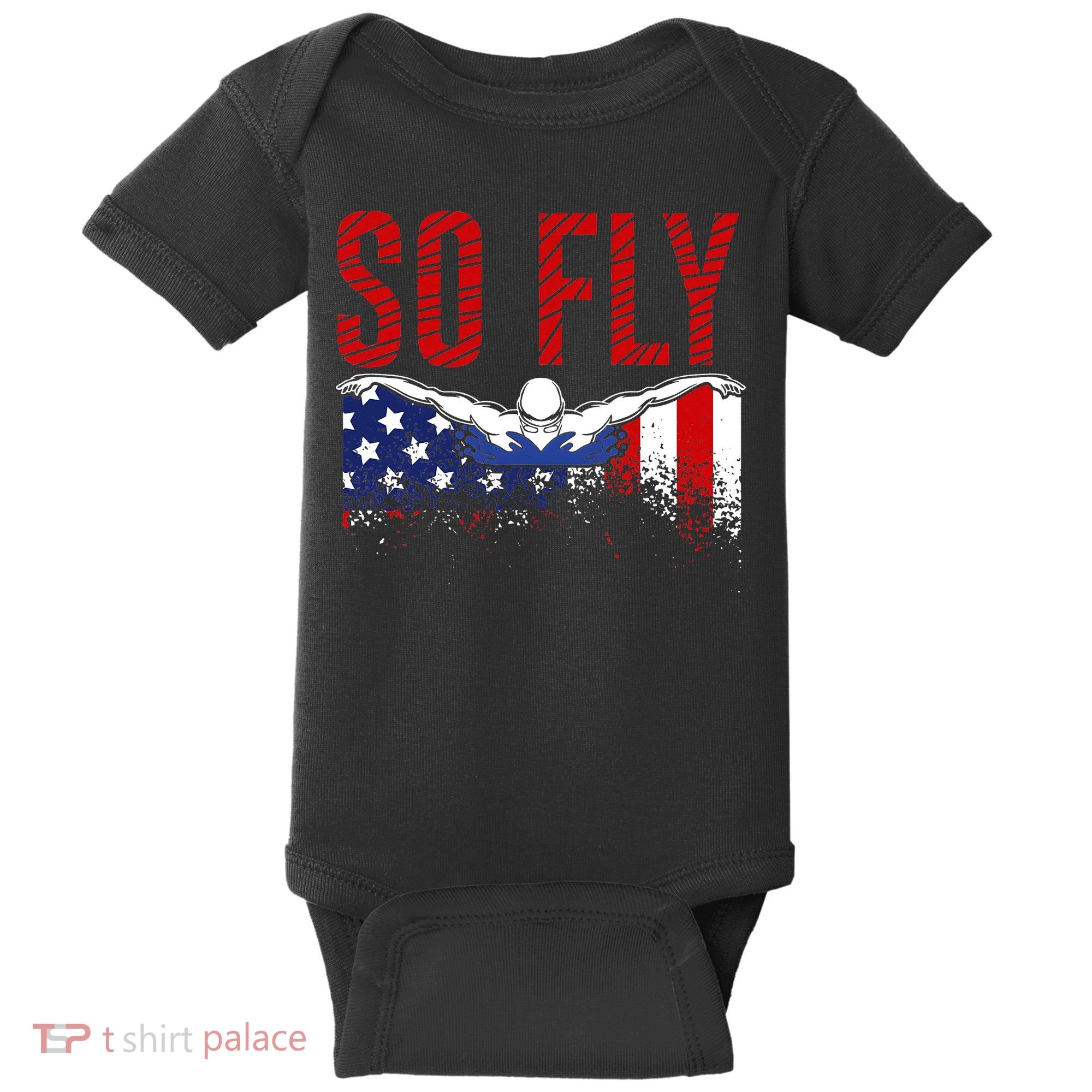 Team Sports Athlete So Fly USA Swimming Baby Bodysuit