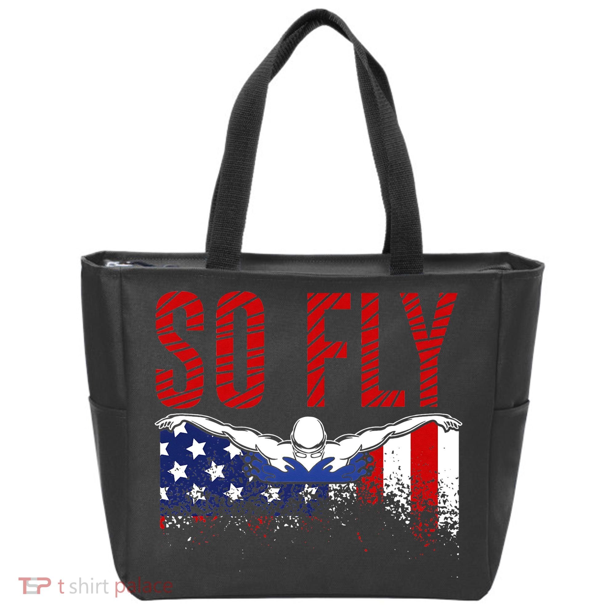 Team Sports Athlete So Fly USA Swimming Tote Bag