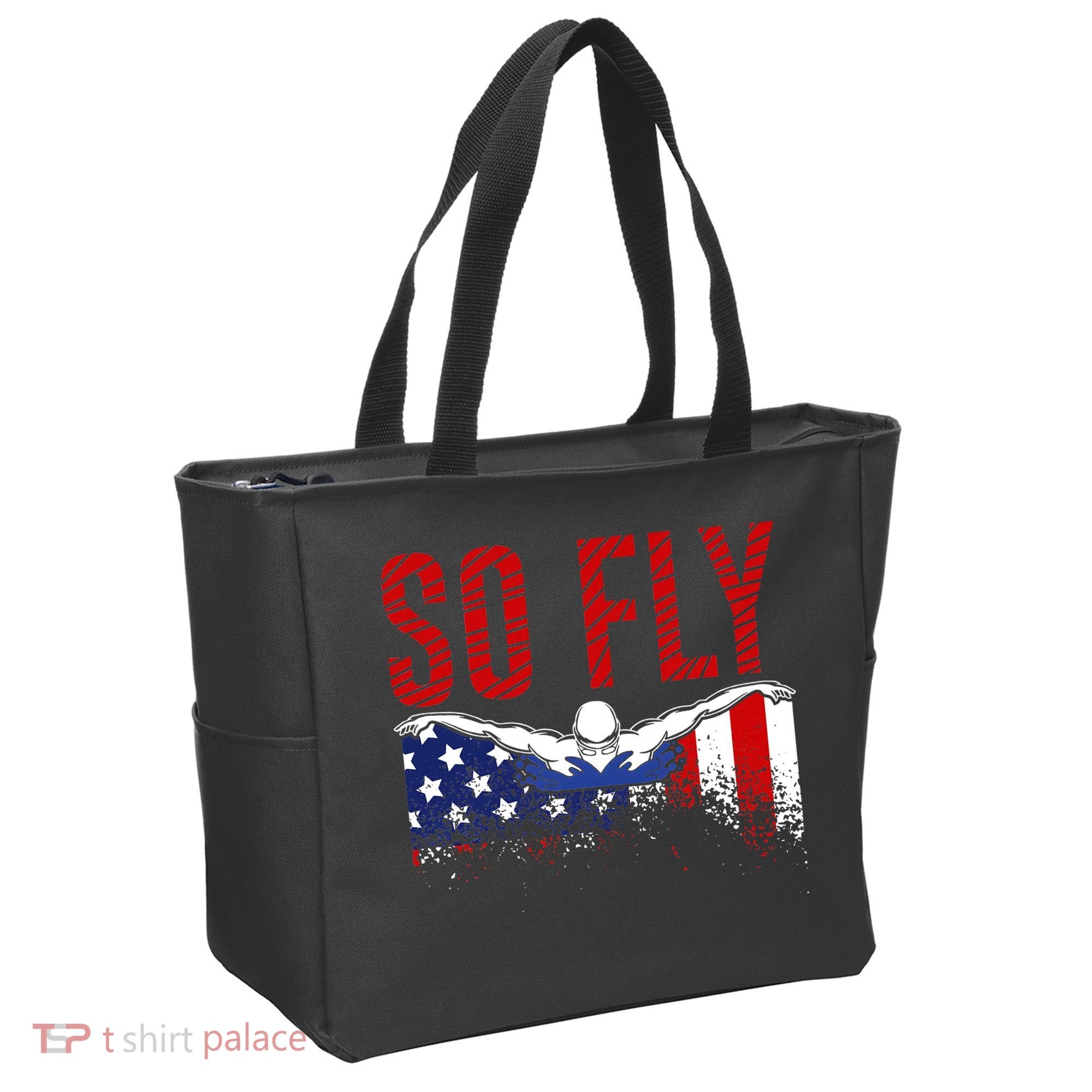 Team Sports Athlete So Fly USA Swimming Tote Bag