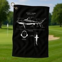 Tiger Shark Anatomy Marine Biologist Golf Towel thumb 1
