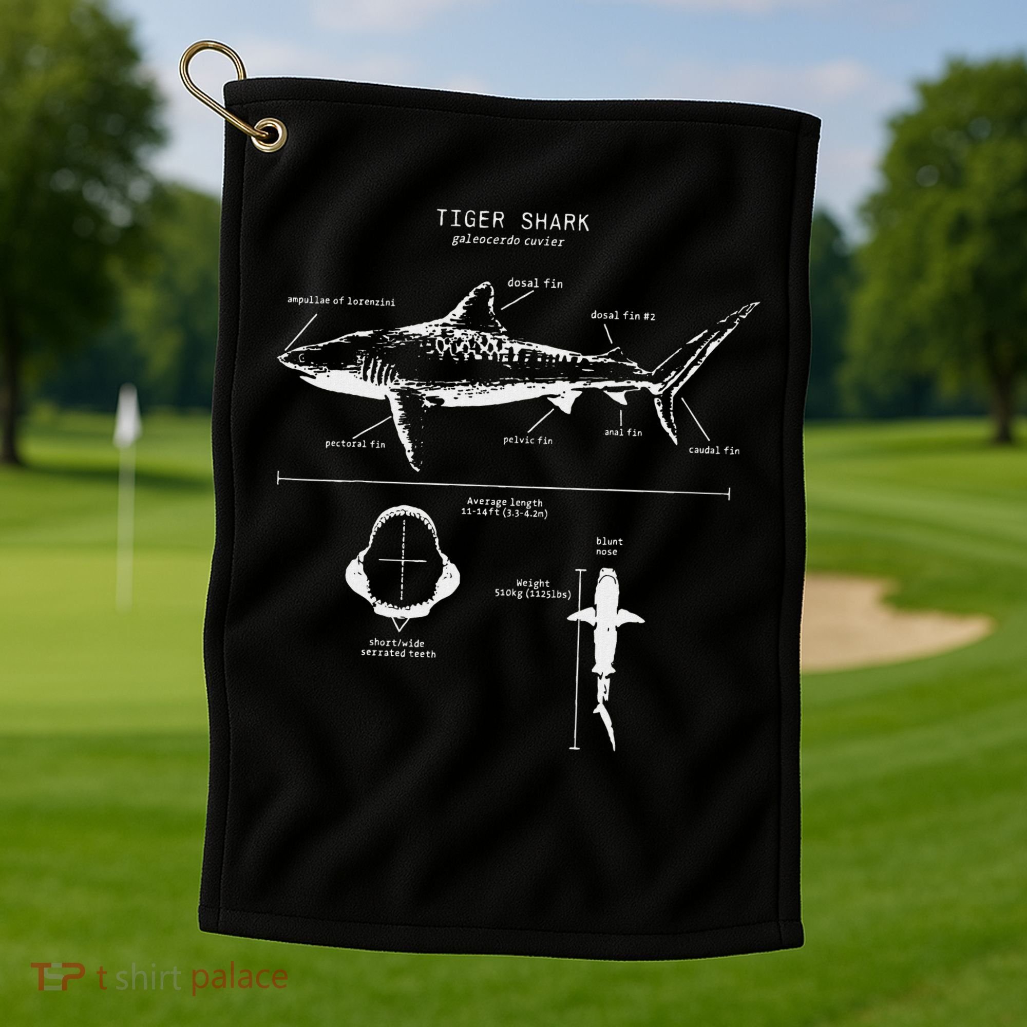Tiger Shark Anatomy Marine Biologist Golf Towel