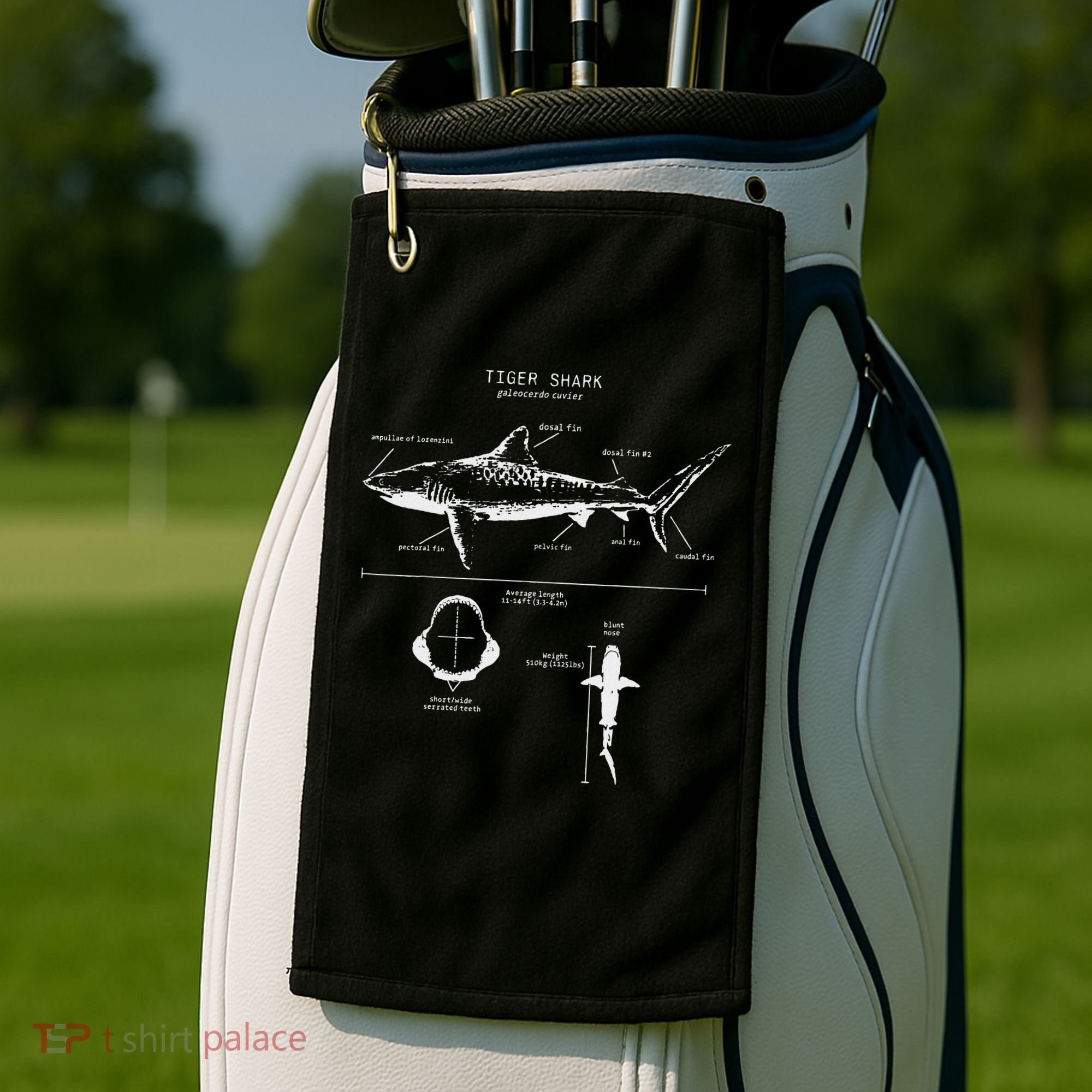 Tiger Shark Anatomy Marine Biologist Golf Towel