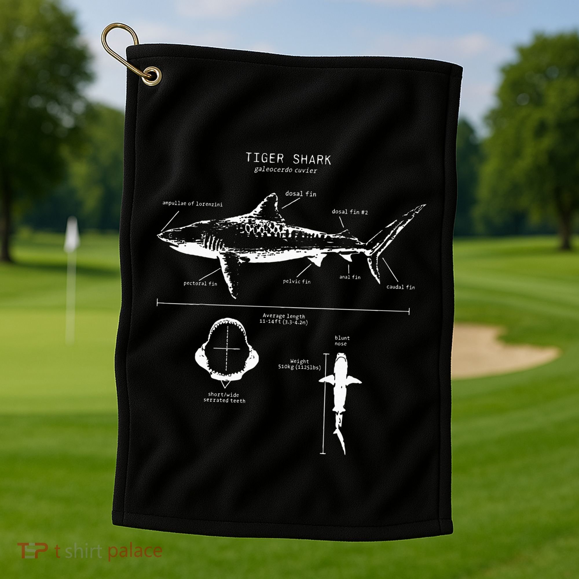 Tiger Shark Anatomy Marine Biologist Golf Towel