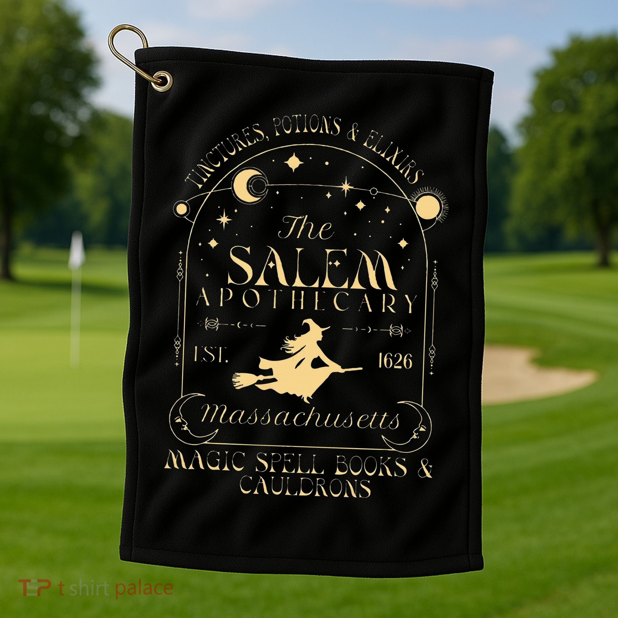 The Salem Apothecary Est 1626 Massachusetts Halloween Golf Towel