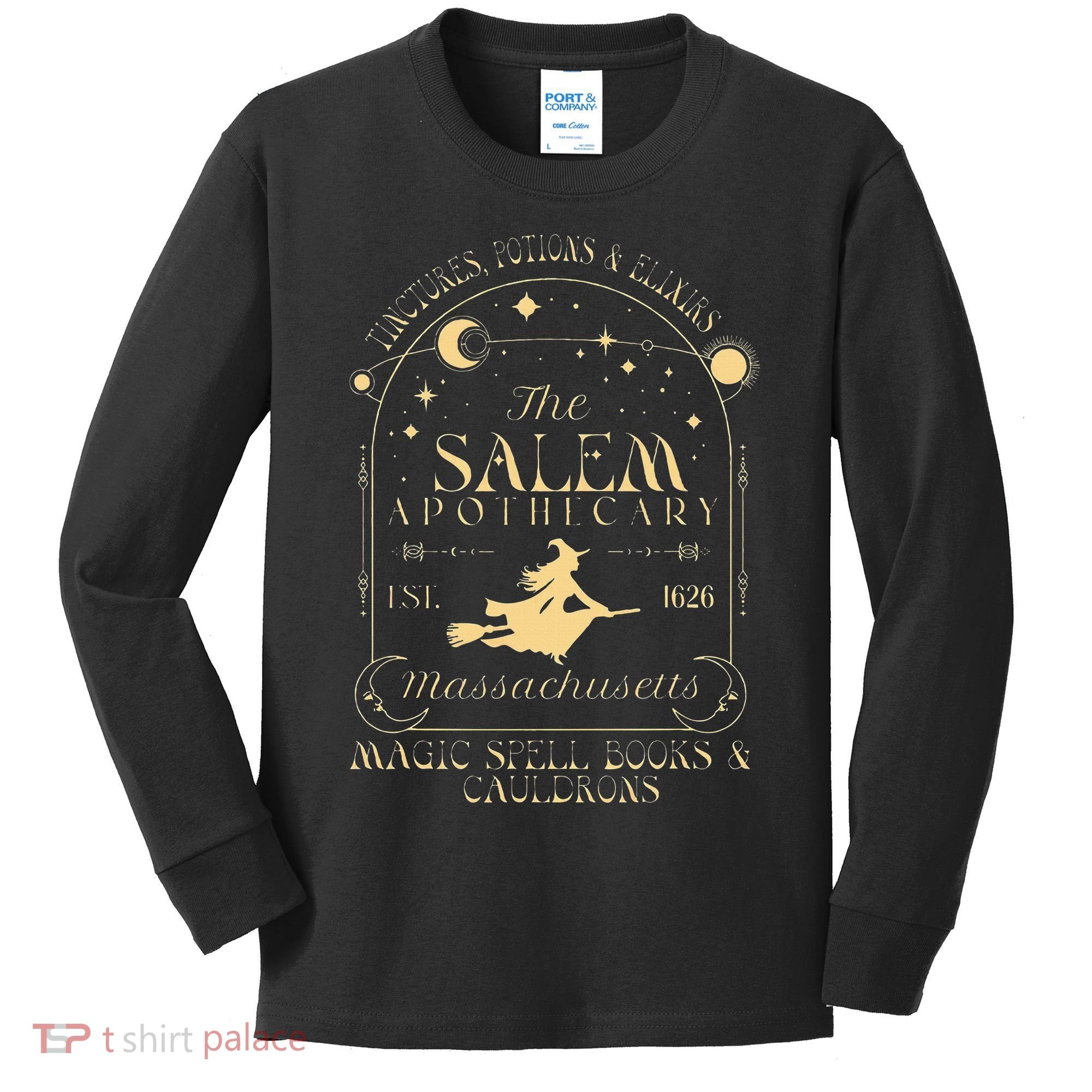 The Salem Apothecary Est 1626 Massachusetts Halloween Kids Long Sleeve Shirt