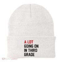 Teacher Student A Lot Going On In Third Grade Back To School Beanie thumb 0