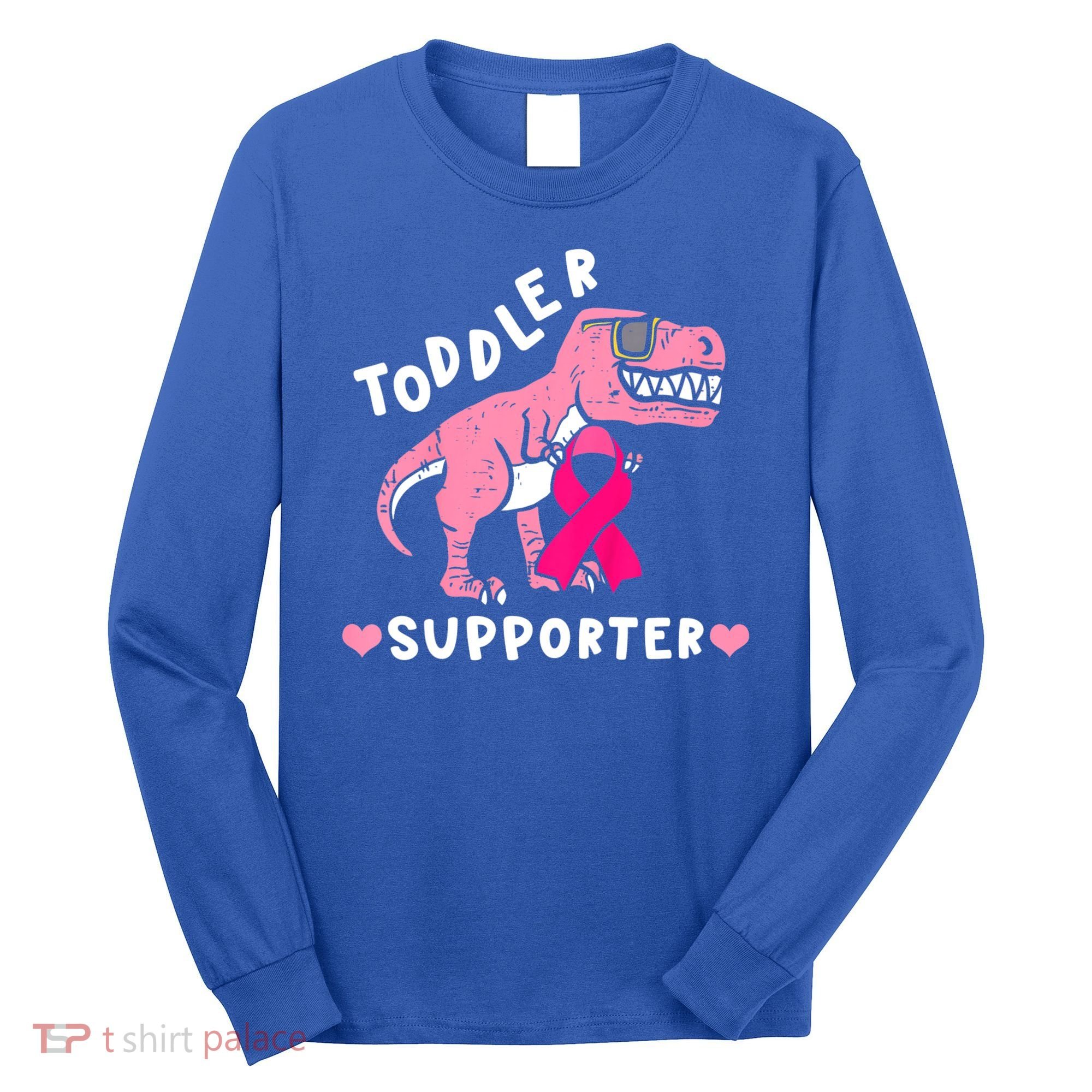 Toddler Supporter Breast Cancer Awareness Boys TRex Long Sleeve Shirt