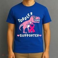 Toddler Supporter Breast Cancer Awareness Boys TRex T-Shirt thumb 3