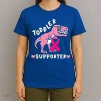 Toddler Supporter Breast Cancer Awareness Boys TRex T-Shirt thumb 4