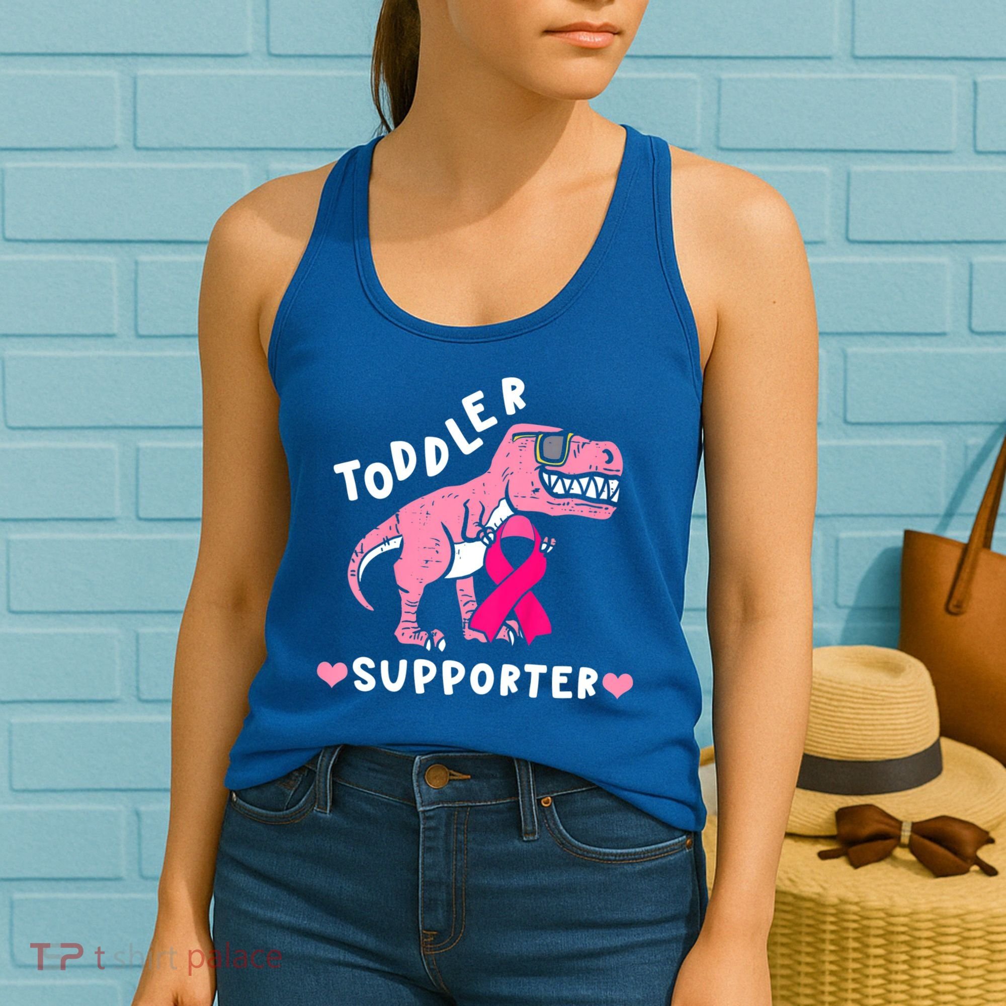 Toddler Supporter Breast Cancer Awareness Boys TRex Women's Tank Top