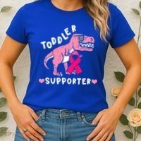 Toddler Supporter Breast Cancer Awareness Boys TRex Women's T-Shirt thumb 2