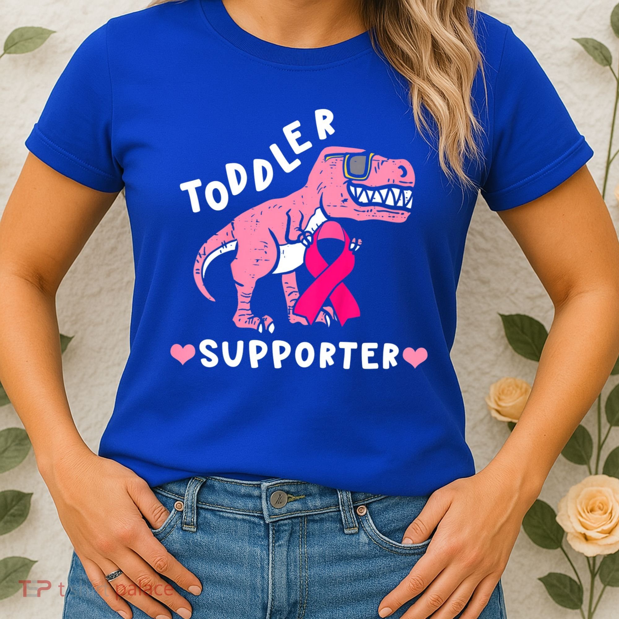 Toddler Supporter Breast Cancer Awareness Boys TRex Women's T-Shirt