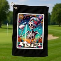 The Salty Bitch Funny Tarot Card Golf Towel thumb 1