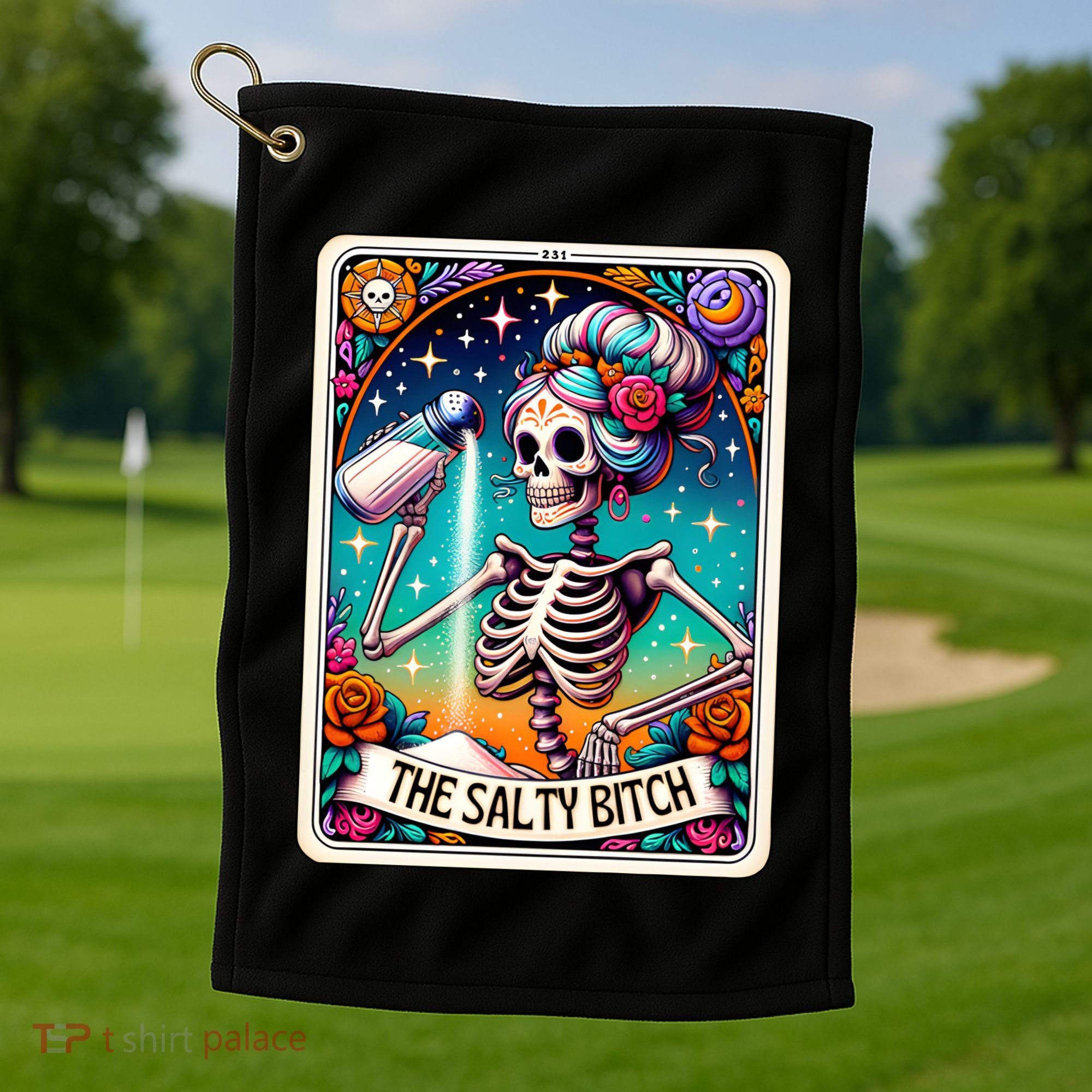 The Salty Bitch Funny Tarot Card Golf Towel