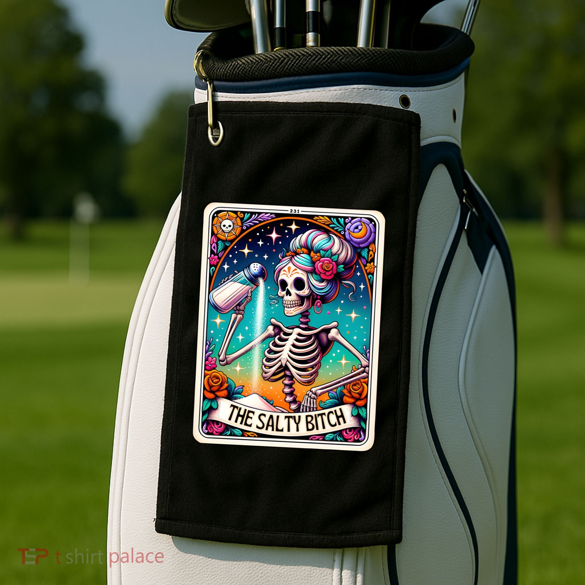 The Salty Bitch Funny Tarot Card Golf Towel