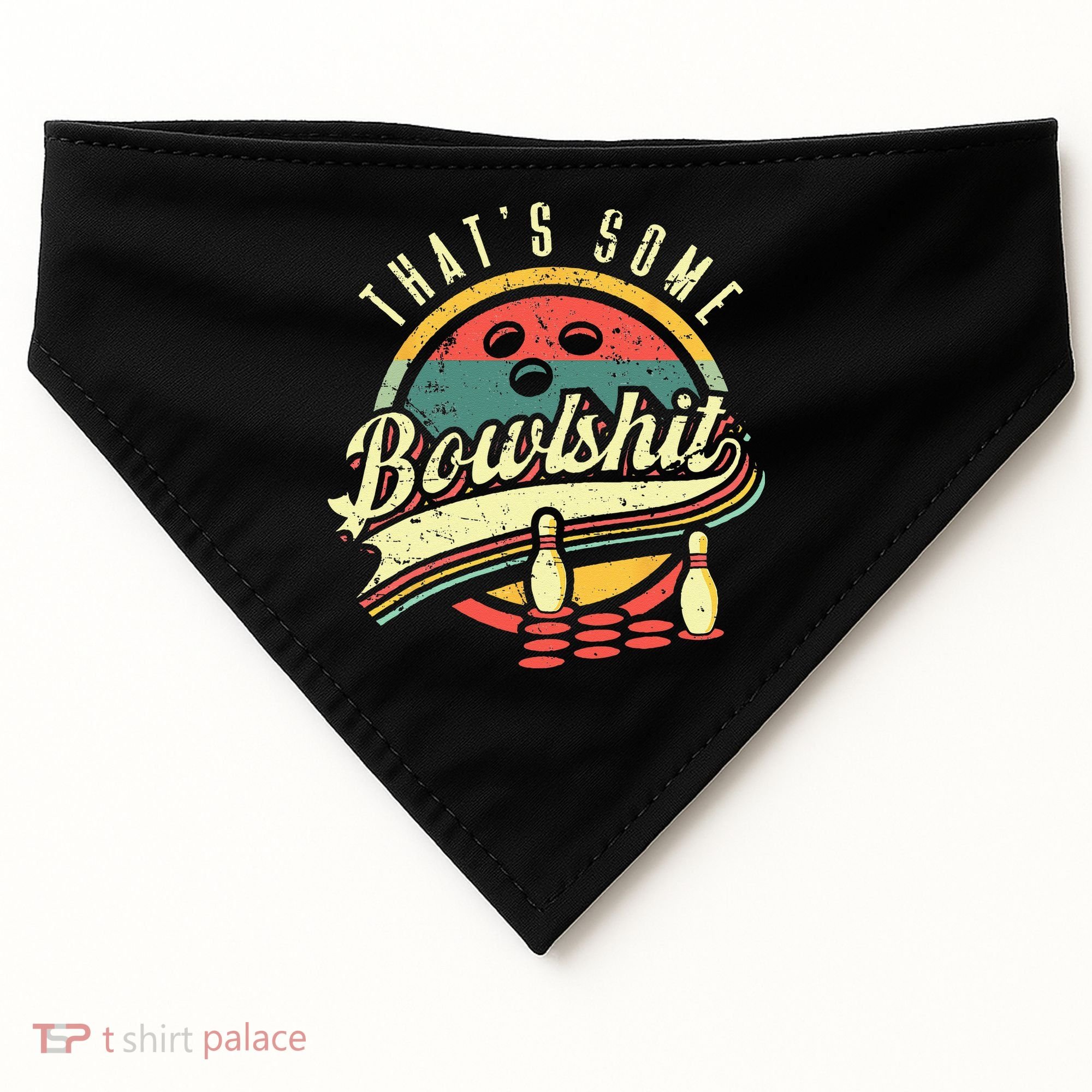 Thats Some Bowlshit Bowling Pun Bowler USA-Made Doggie Bandana