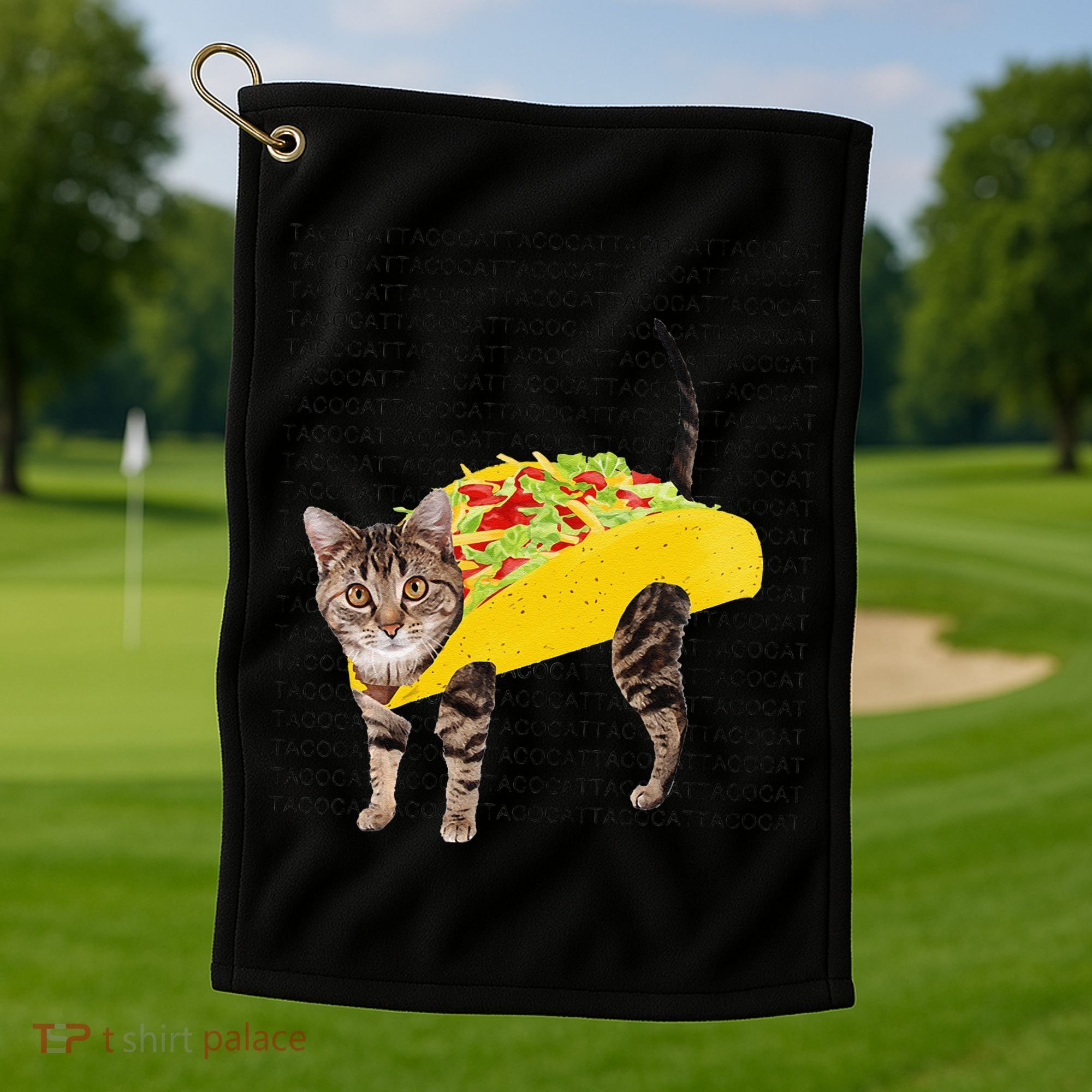 Tacocat Spelled Backwards Is Tacocat Funny Taco Cat Golf Towel