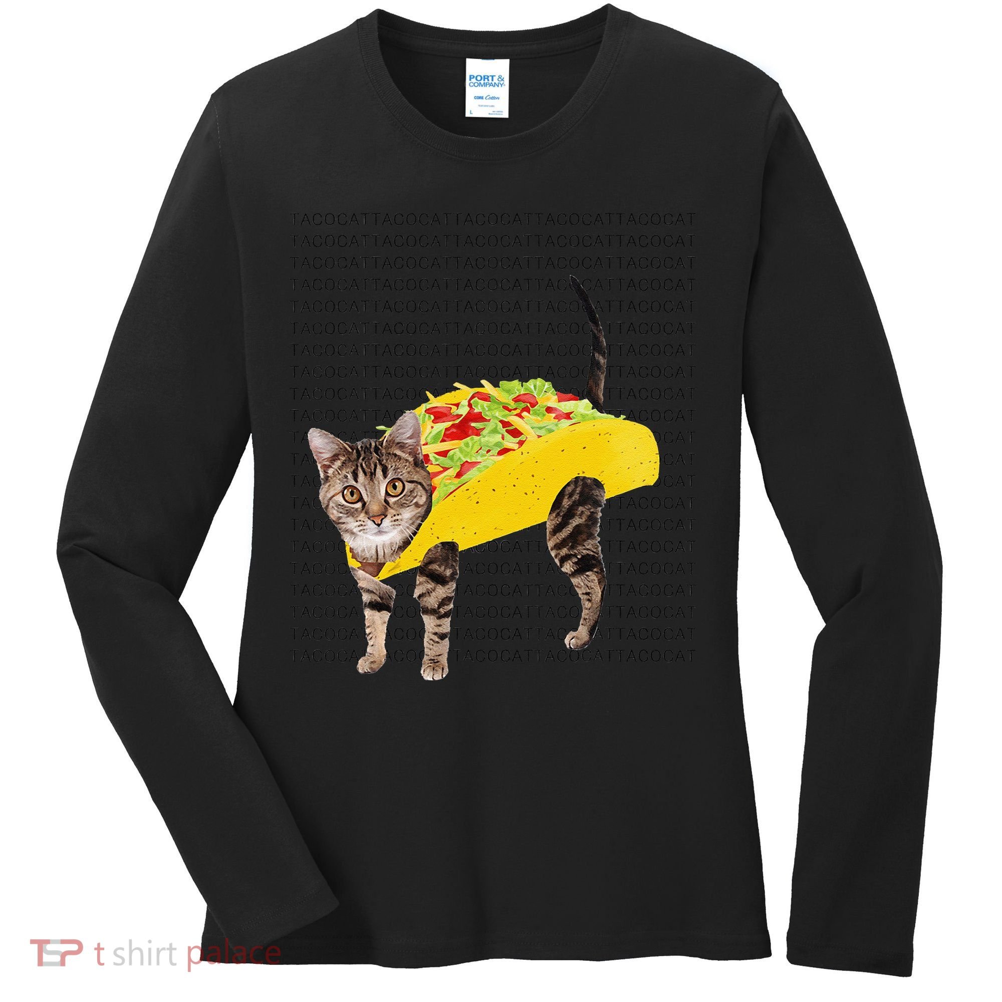 Tacocat Spelled Backwards Is Tacocat Funny Taco Cat Women's Long Sleeve Shirt