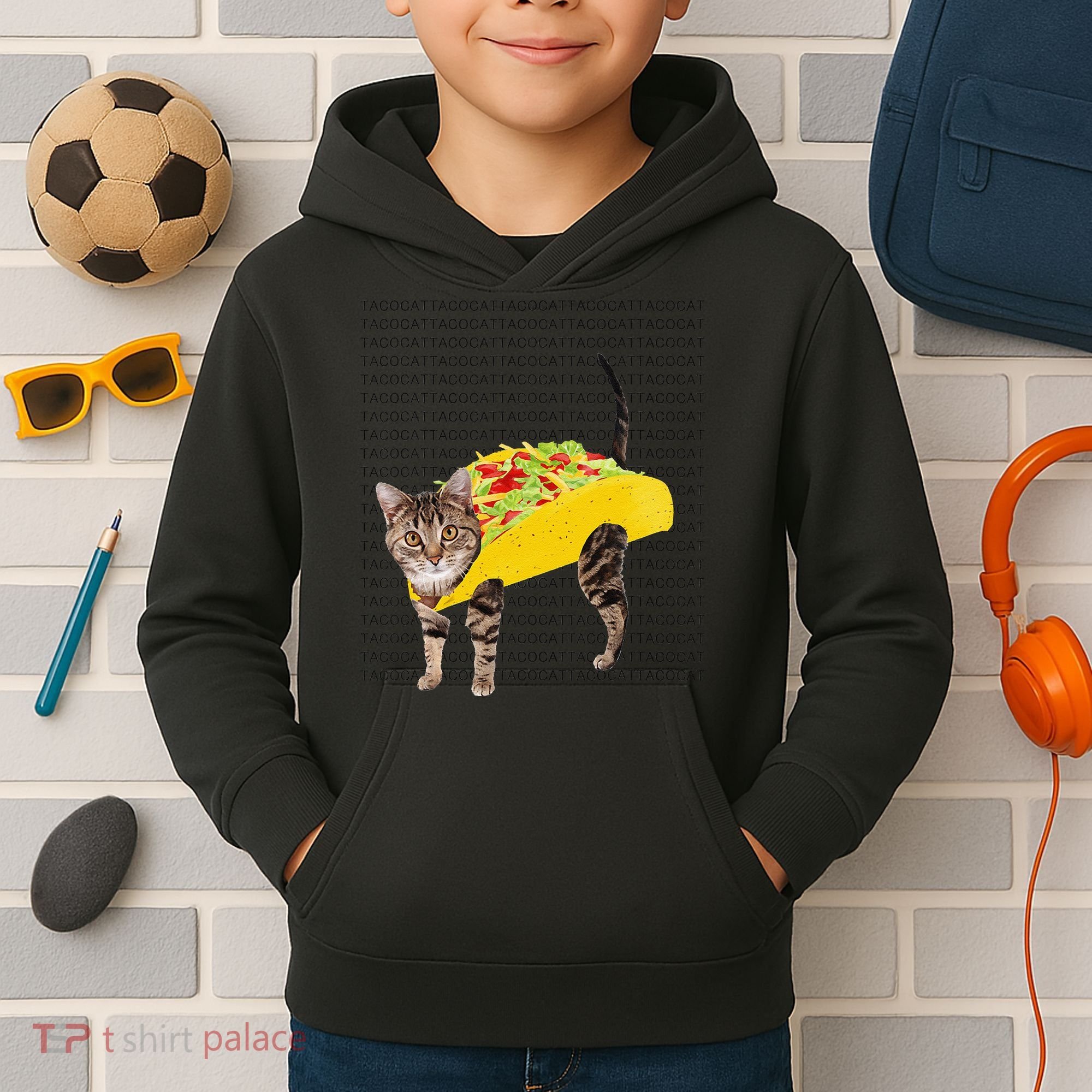 Tacocat Spelled Backwards Is Tacocat Funny Taco Cat Kids Hoodie