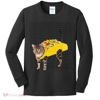 Tacocat Spelled Backwards Is Tacocat Funny Taco Cat Kids Long Sleeve Shirt