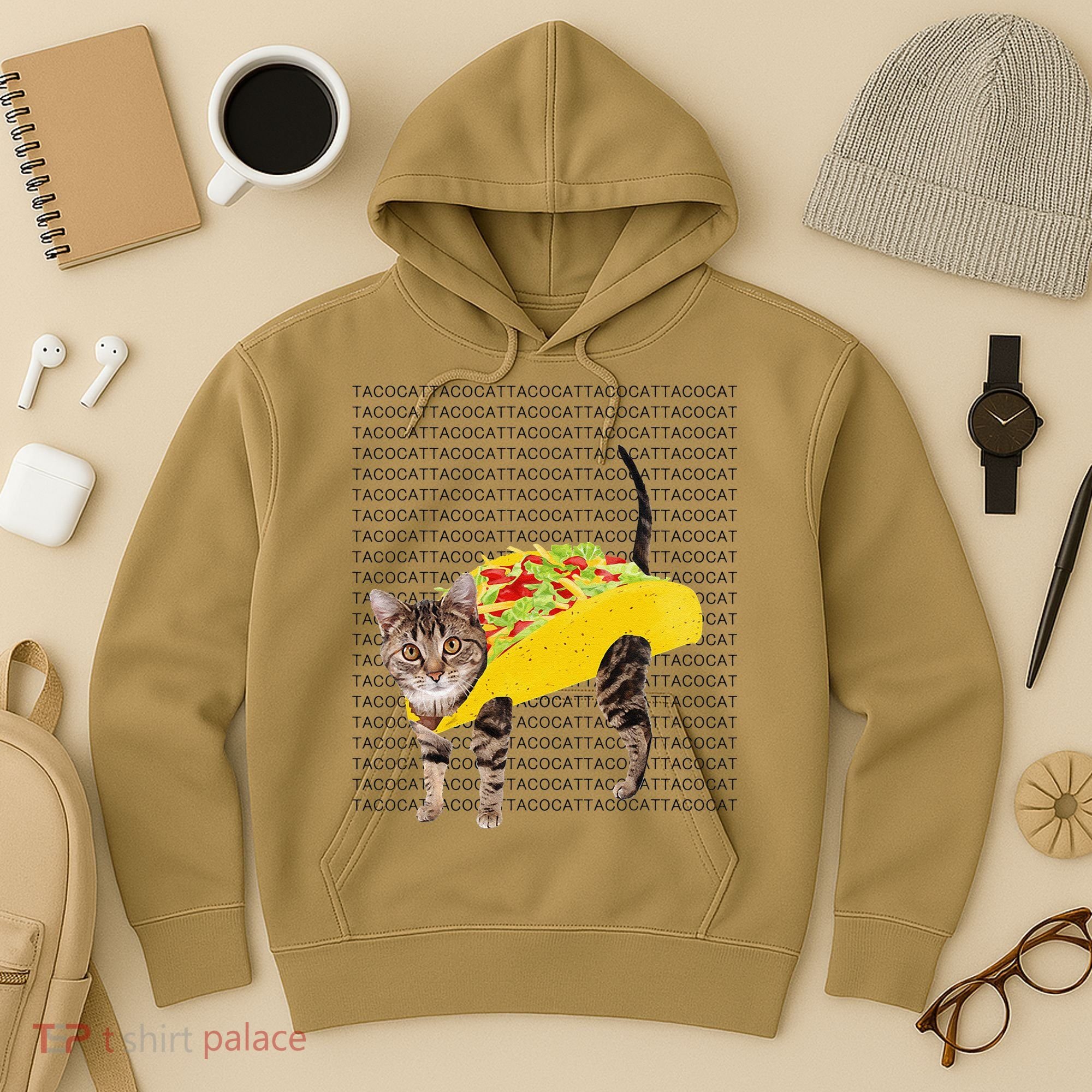Tacocat Spelled Backwards Is Tacocat Funny Taco Cat Hoodie