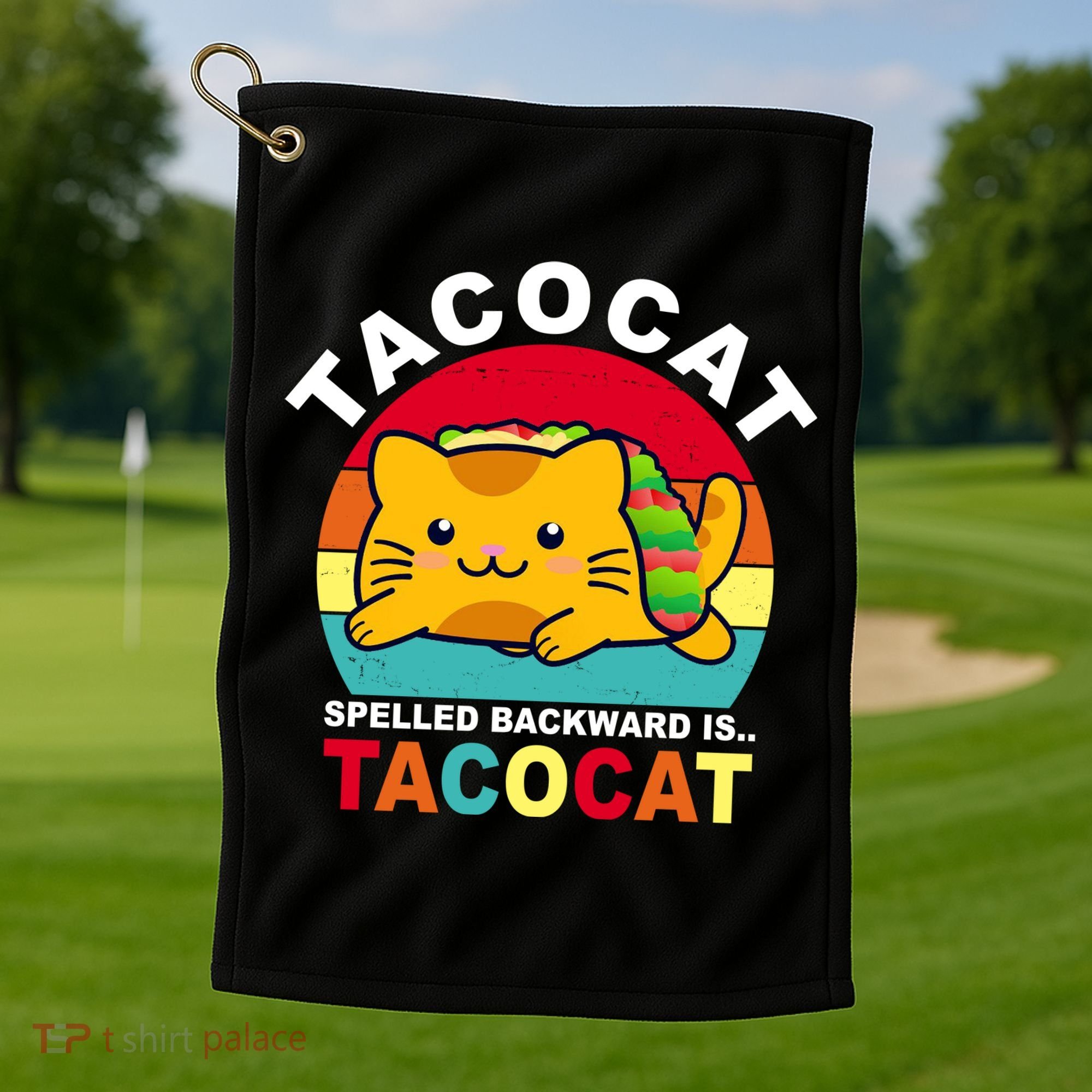 Tacocat Spelled Backward Is Tacocat Funny Golf Towel