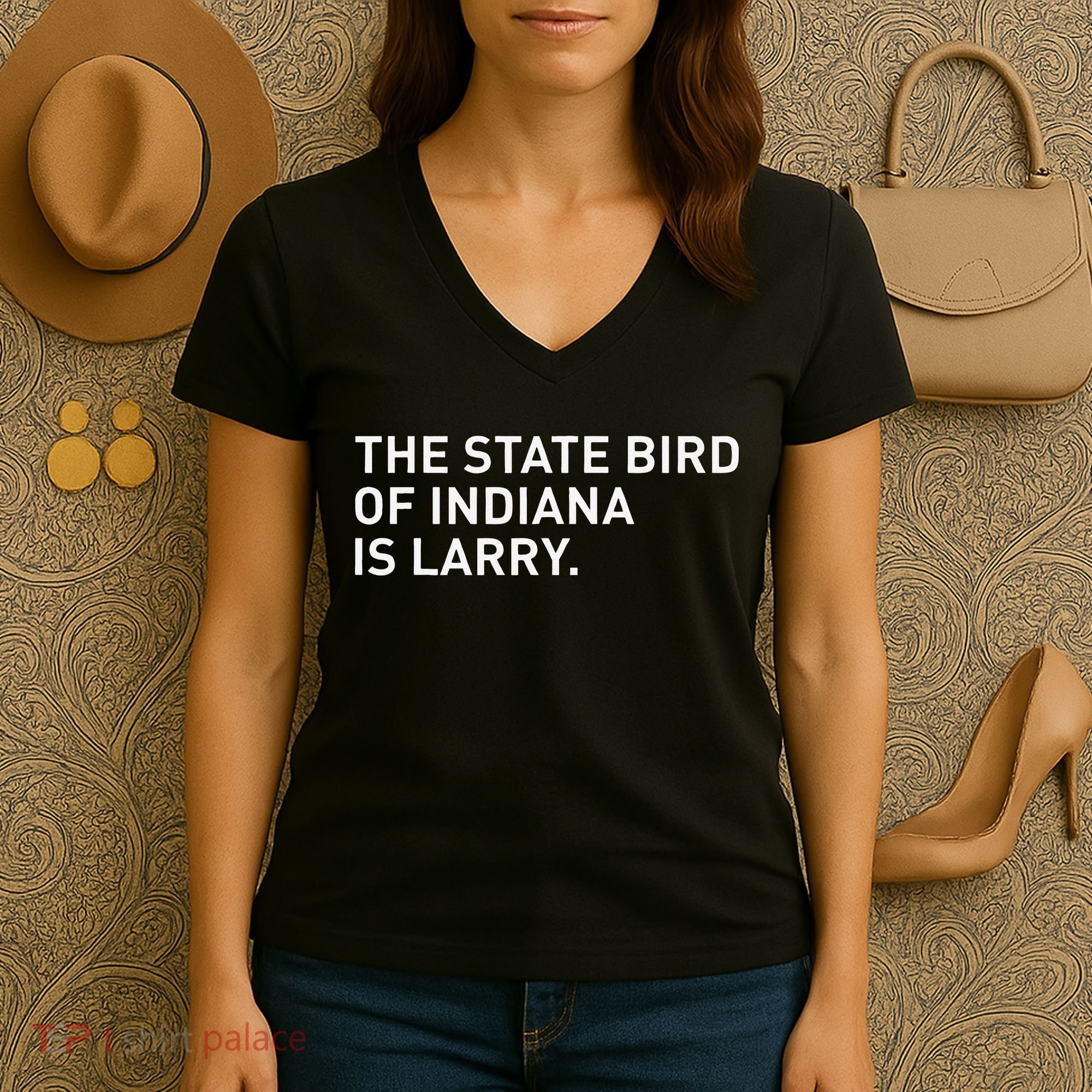 The State Bird Of Indiana Is Larry Women's V-Neck T-Shirt