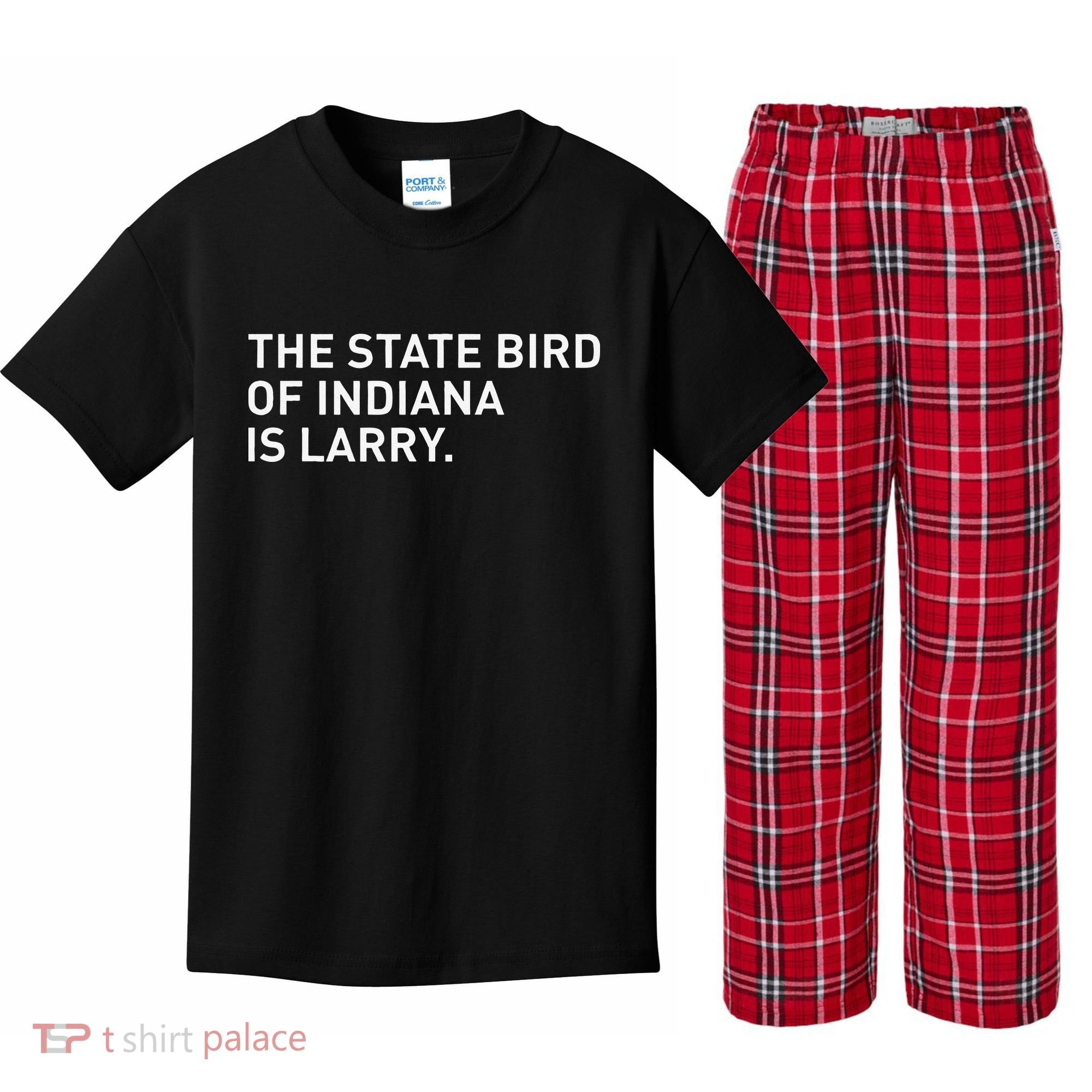 The State Bird Of Indiana Is Larry Kids Plaid Pajama Set