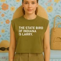 The State Bird Of Indiana Is Larry Garment-Dyed Women's Muscle Tee thumb 4