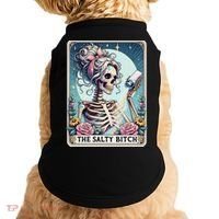 The Salty Bitch Tarot Card Skeleton Doggie Tank thumb 0