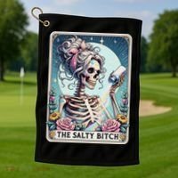 The Salty Bitch Tarot Card Skeleton Golf Towel thumb 1