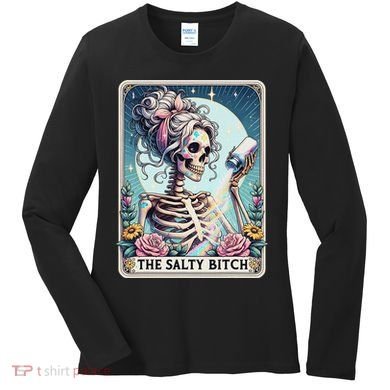 The Salty Bitch Tarot Card Skeleton Women's Long Sleeve Shirt