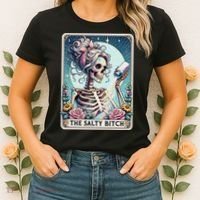 The Salty Bitch Tarot Card Skeleton Women's T-Shirt thumb 2