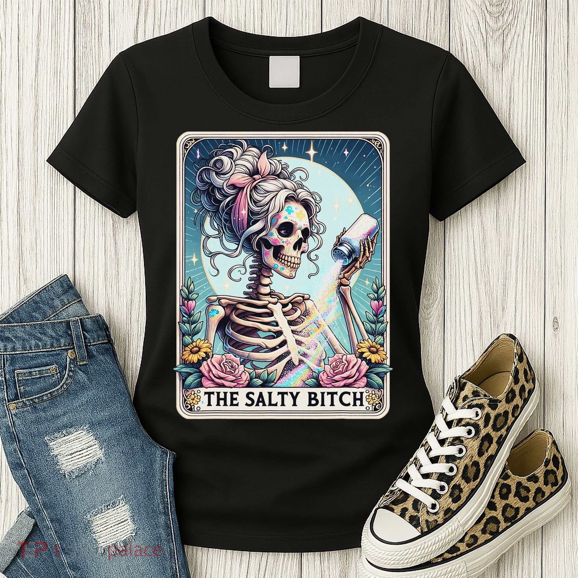The Salty Bitch Tarot Card Skeleton Women's T-Shirt