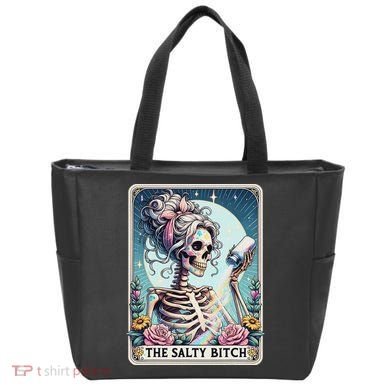 The Salty Bitch Tarot Card Skeleton Tote Bag
