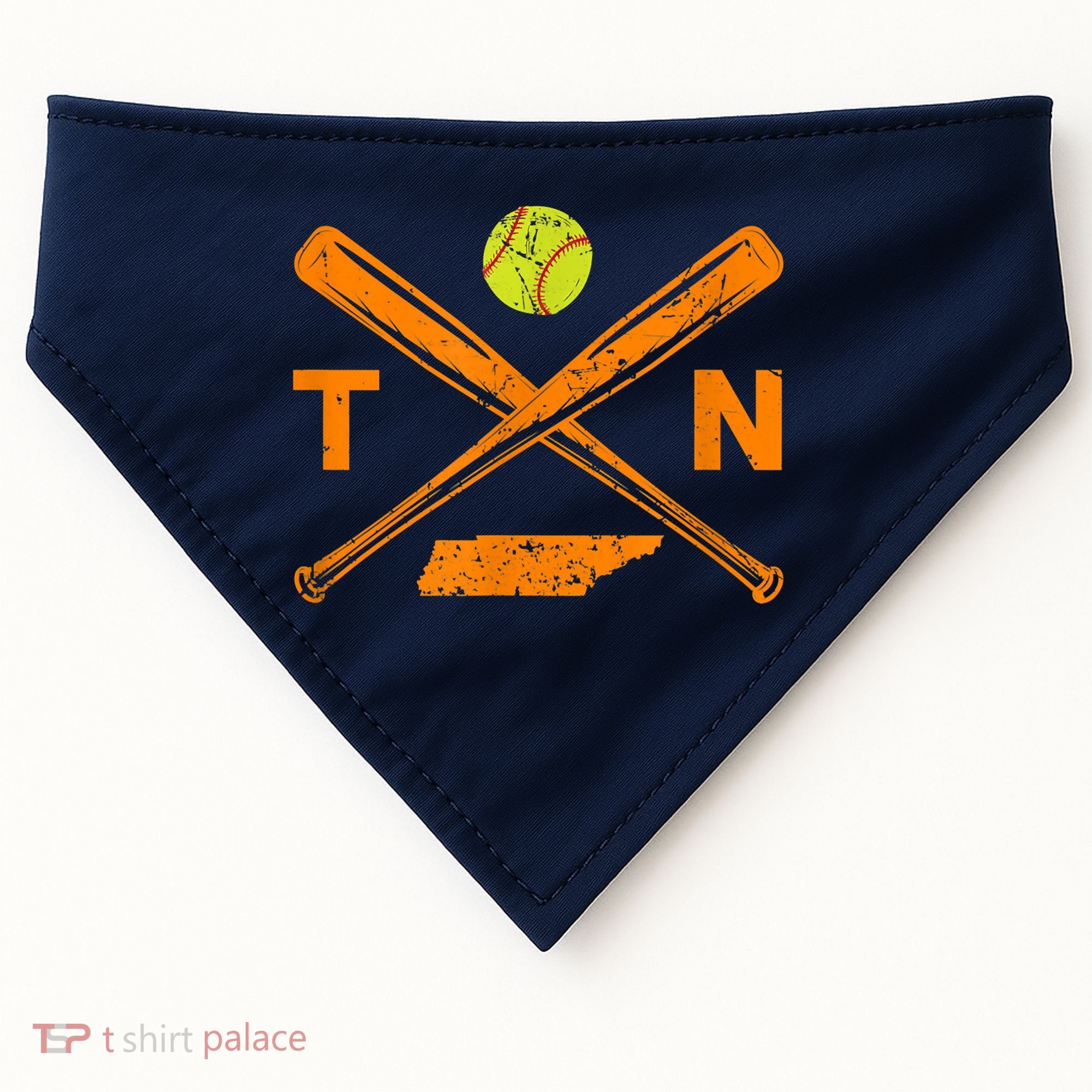 Tennessee Softball Bats & Ball Retro Style Softball Player USA-Made Doggie Bandana
