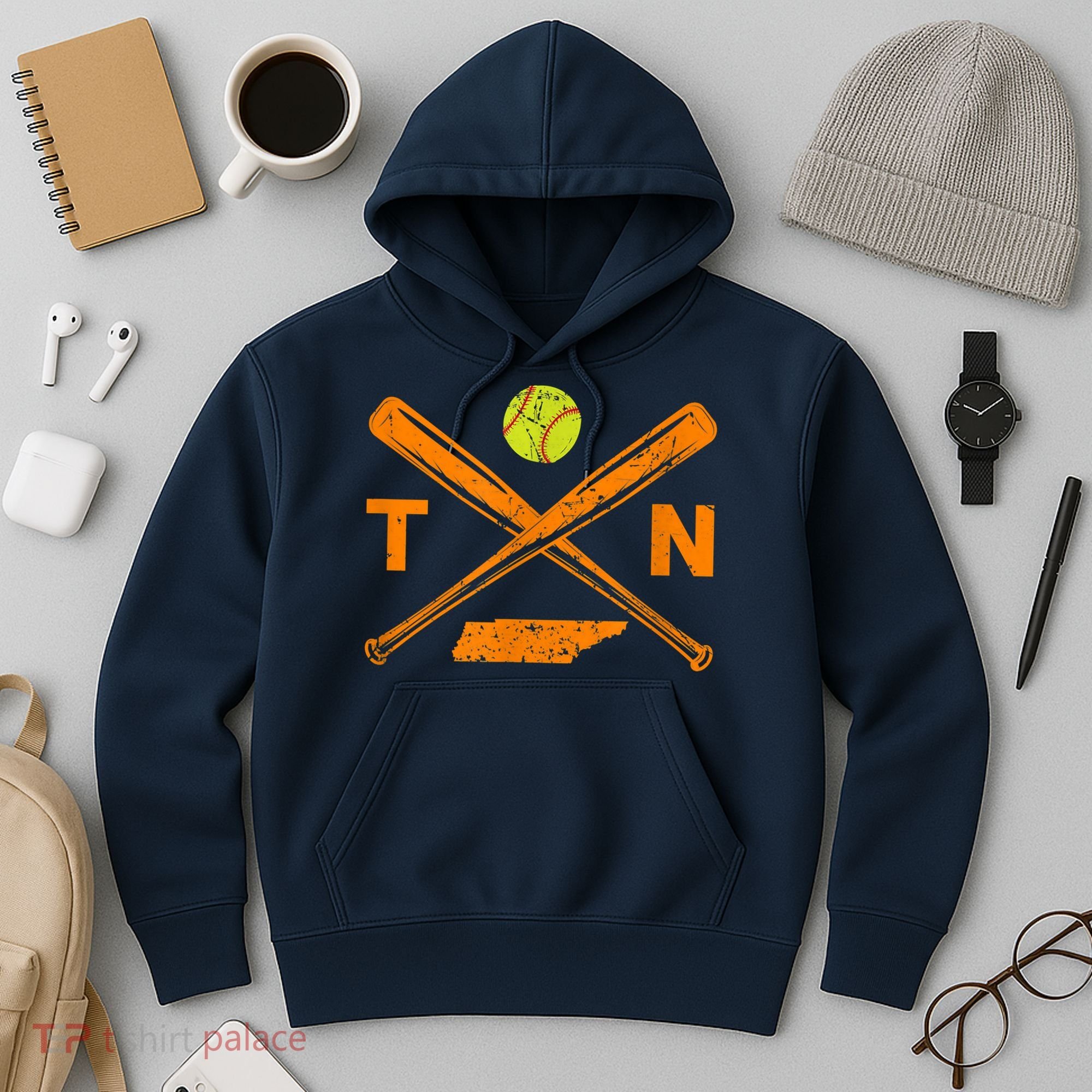 Tennessee Softball Bats & Ball Retro Style Softball Player Hoodie