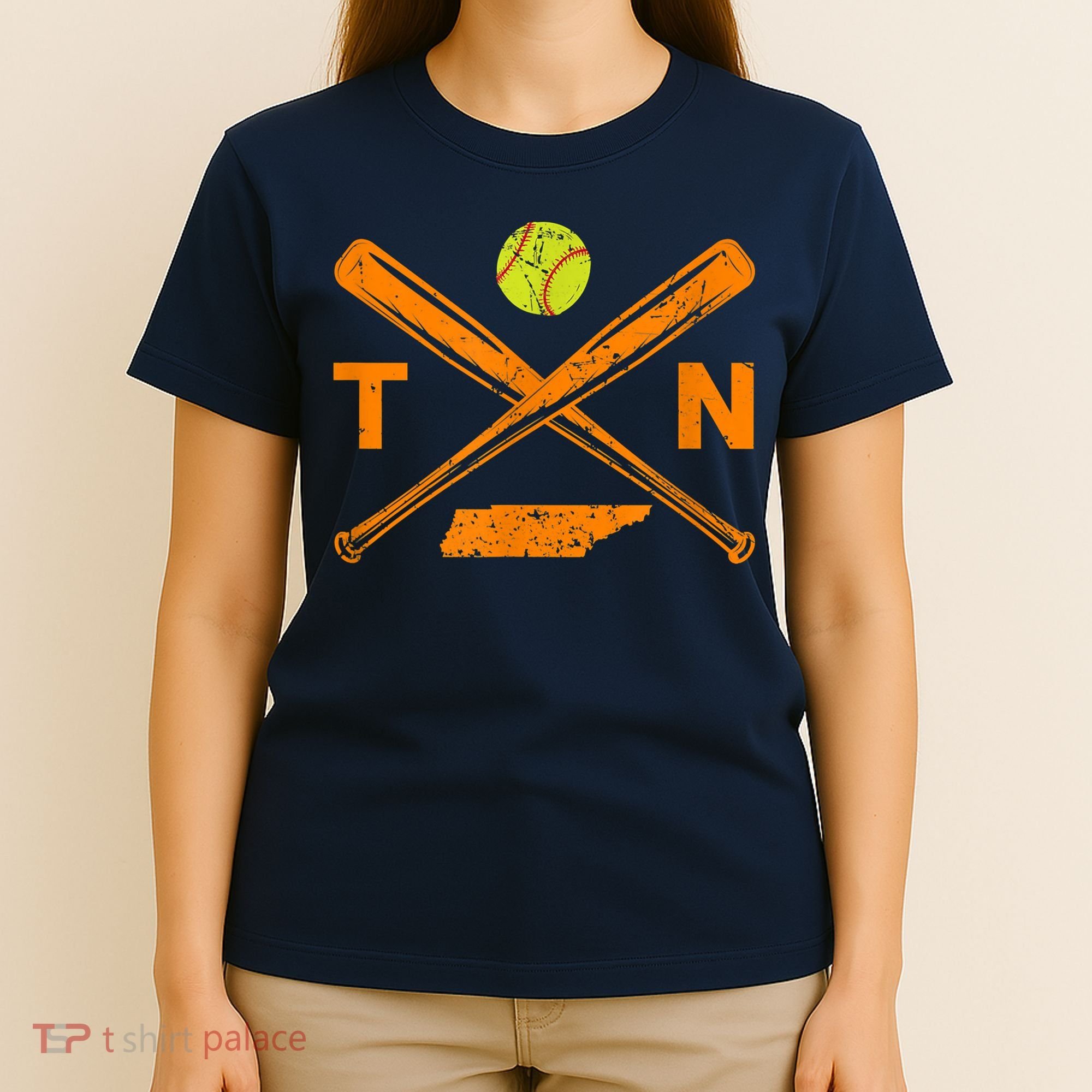 Tennessee Softball Bats & Ball Retro Style Softball Player T-Shirt