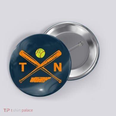 Tennessee Softball Bats & Ball Retro Style Softball Player Button