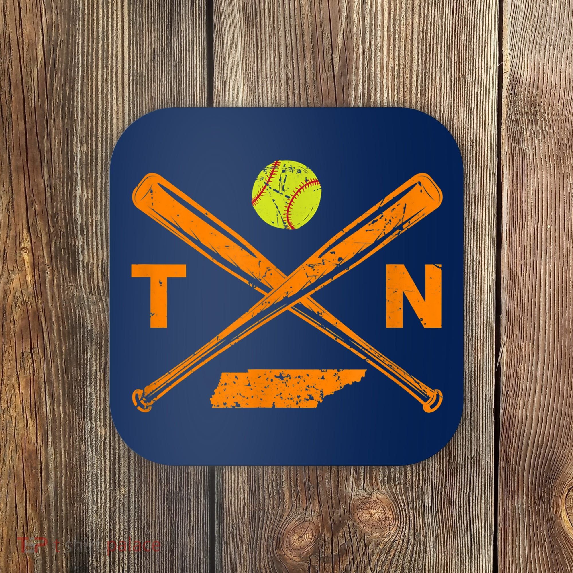 Tennessee Softball Bats & Ball Retro Style Softball Player Coaster