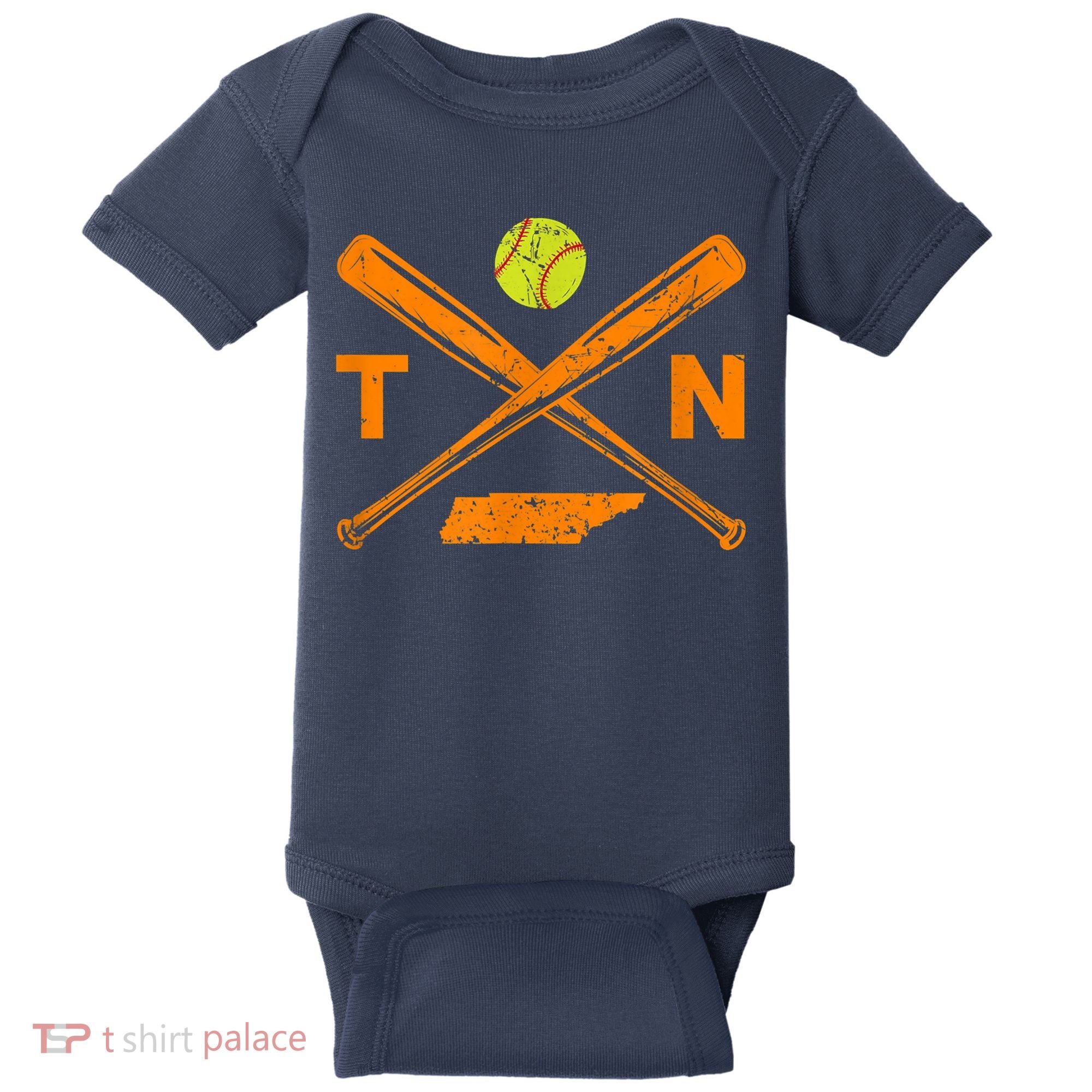 Tennessee Softball Bats & Ball Retro Style Softball Player Baby Bodysuit
